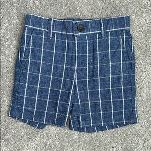 Janie and Jack Navy Linen Windowpane Shorts 6-12 months